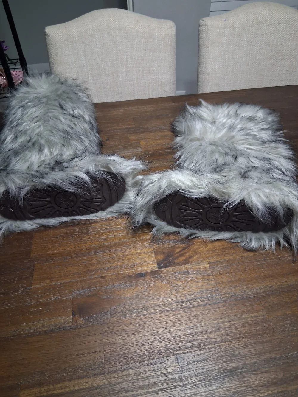 Faux Fur Tall Winter Boots - Gray